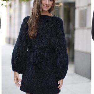 Something Navy Shimmer Sweater Dress M